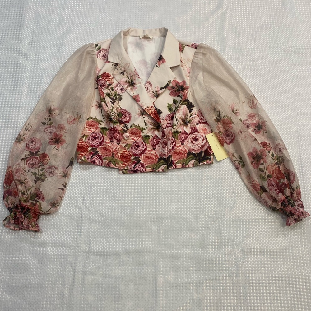 Peach XL Elegant Floral Blazer